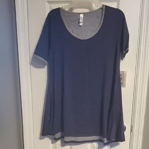 LuLaRoe Perfect T, Navy and Gray Short Sleeve Tee